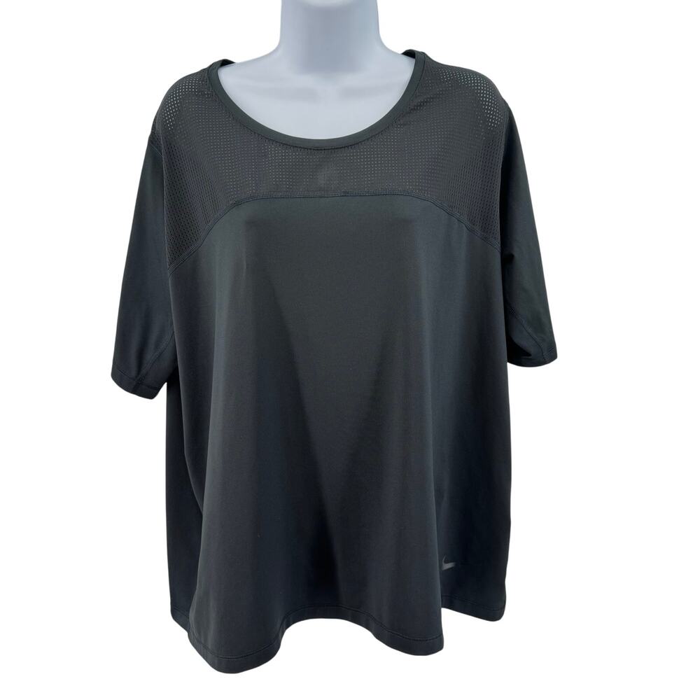 Nike Pro Hypercool Relaxed Black Active Top Womens 3X Plus Crew Neck Mesh Sports